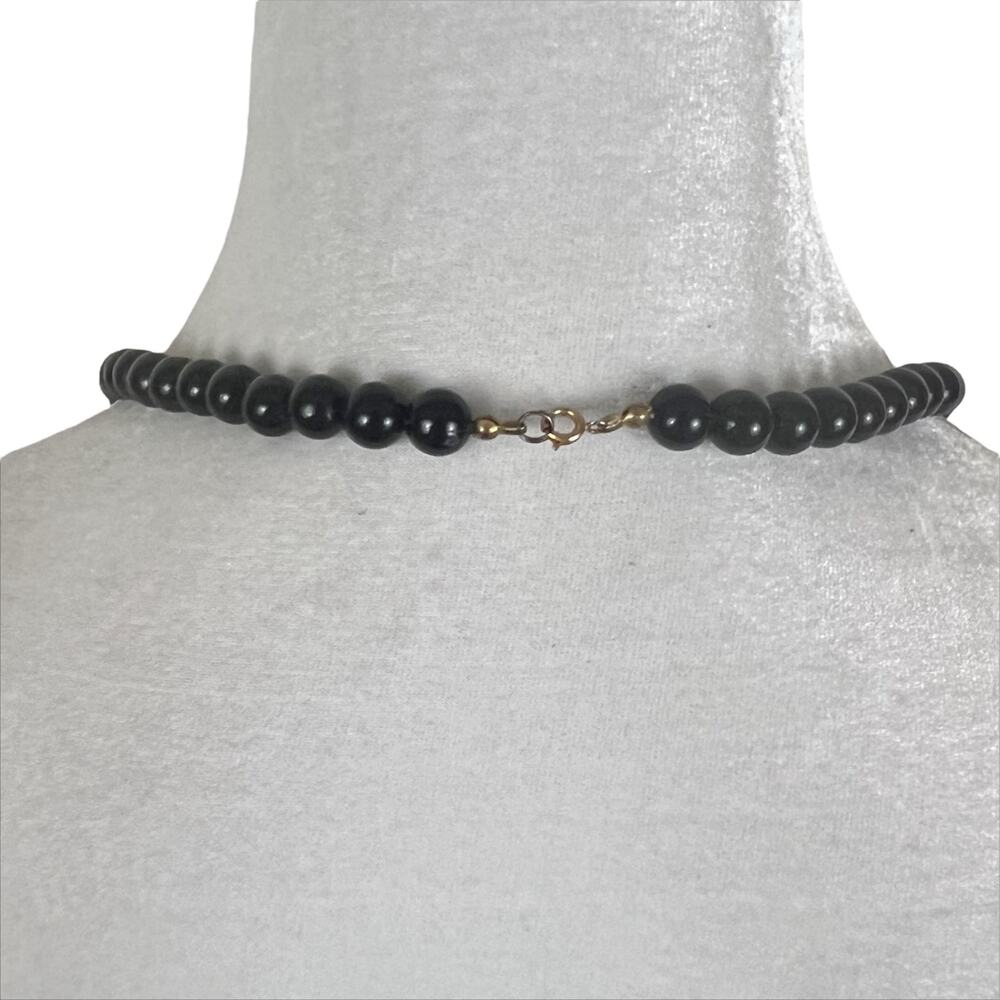 Vintage 80s 90s Black and Gold Beaded Long Necklace - Picture 3 of 3